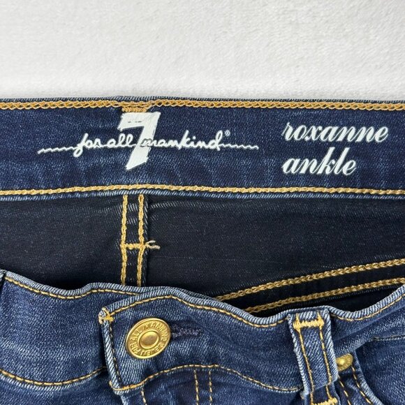 7 For All Mankind Women’s Roxanne Ankle Jeans Stretch Denim Dark Wash Sz 27 - Picture 4 of 8